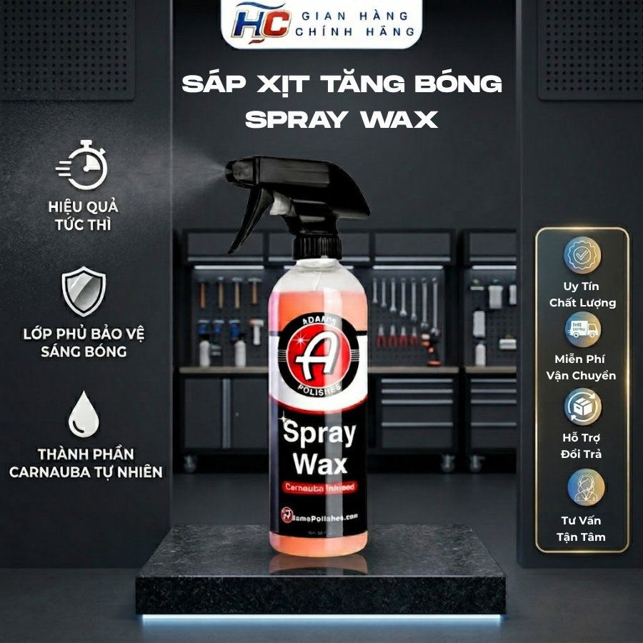 Adams Spray Wax Carnauba SiO2 Car Shine Spray Wax เพิ่มความเงางามเพื่อปกป้องสีรถยนต์และรถจักรยานยนต์