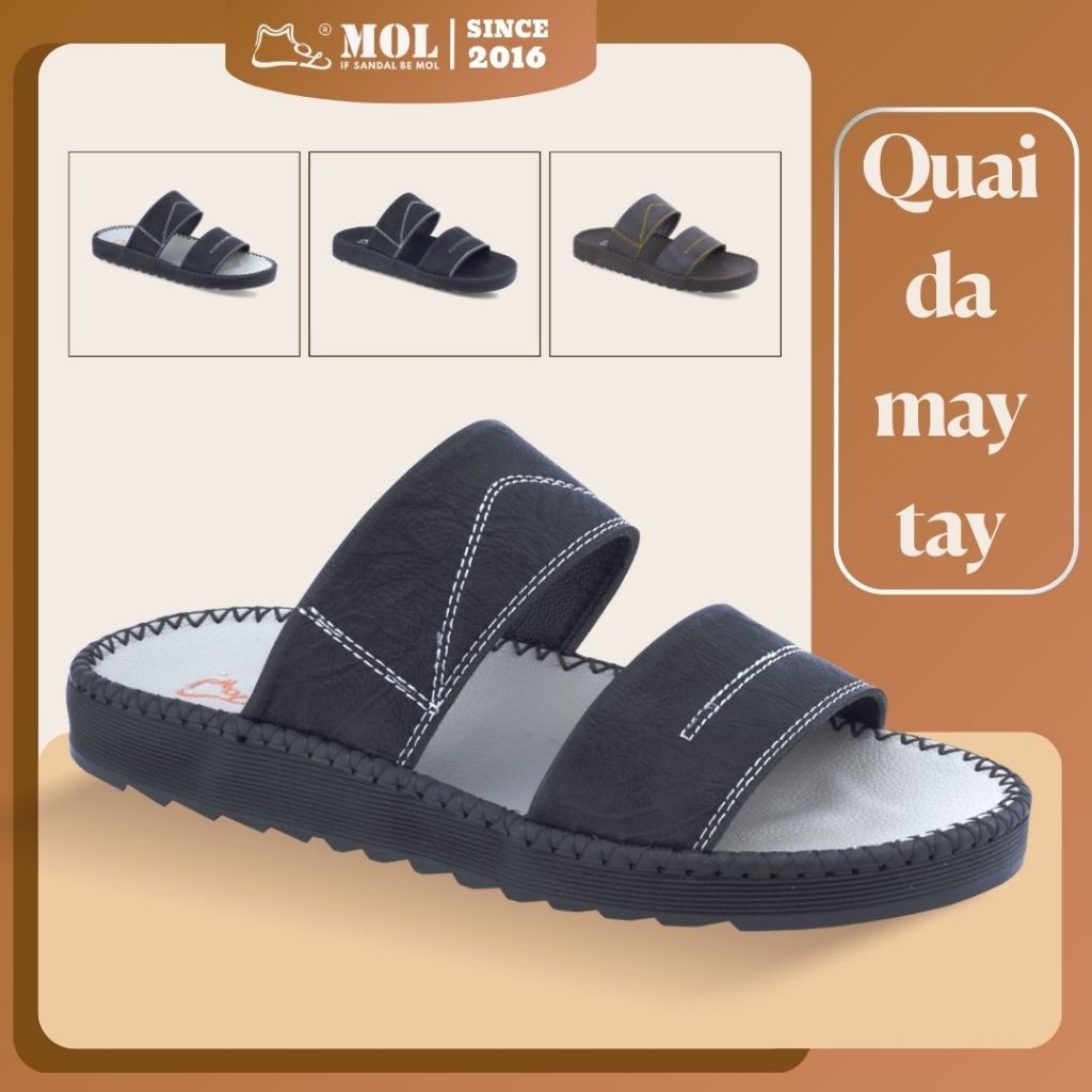 MOL HD1 รองเท้าแตะเย็บด้วยมือ TPR Sole 2 สายรัดแนวนอนสําหรับ Streetwear และชายหาดแฟชั่นสําหรับผู้ชาย