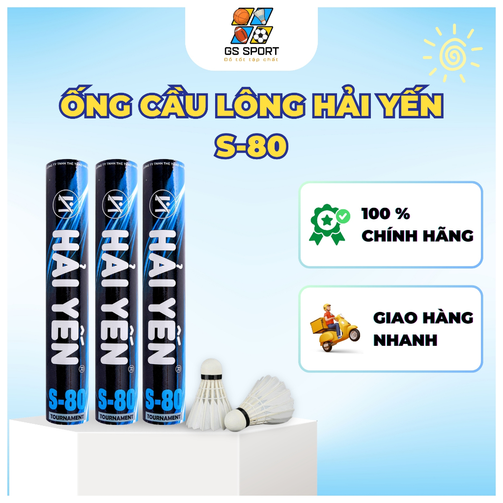 หลอดแบดมินตัน Hai Yen S80 ของแท้ ความเร็วเสถียร ความทนทานสูง (12 ลูก/หลอด)