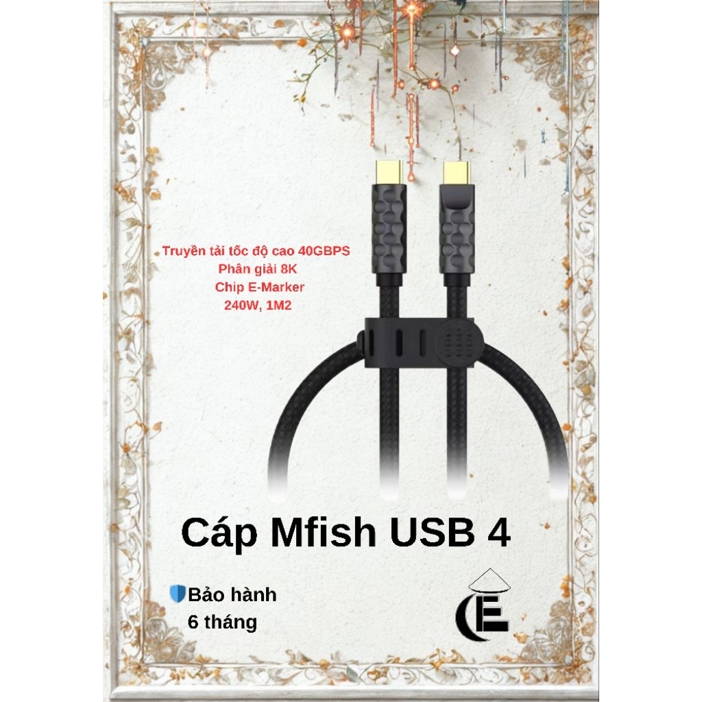 สายชาร์จ Mfish 240w USB4 1m2 40GBPS...