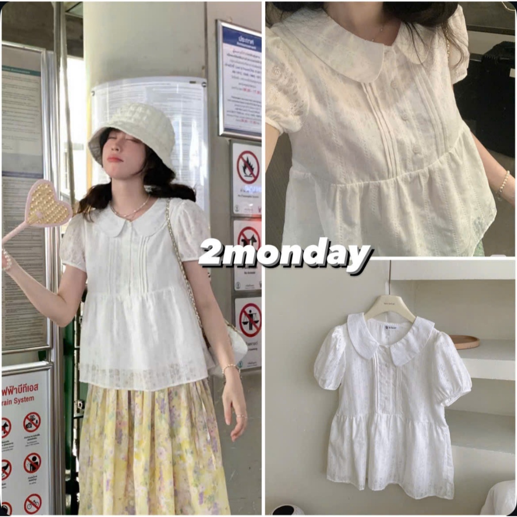 [ผลิตภัณฑ์ QC/TYPE 1] SUPER BEAUTIFUL FLOWER LACE LOTUS COLLAR SHIRT 2MONDAY A178