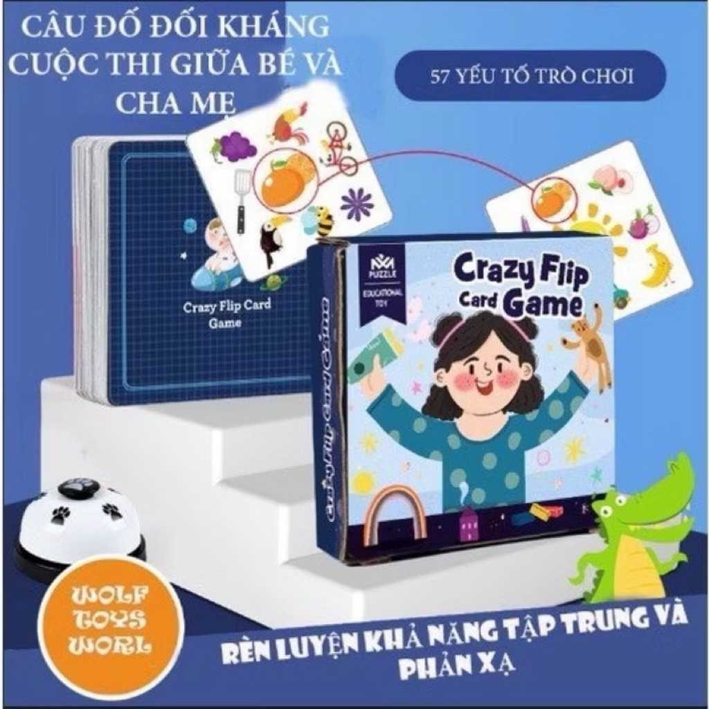 Spot It Board Game Toy Set มาพร้อม Bell Quick Hands Quick Eyes Crazy Flip Card Game