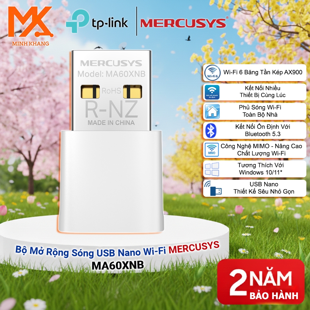 USB WiFi 6 + Bluetooth Mercusys MA60XNB AX900 Nano – การเชื่อมต่อที่เสถียรความเร็วสูง