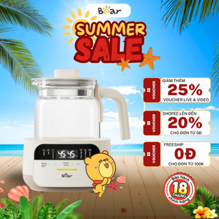 Ấm đun nước và hâm nước pha sữa 1.3L Bear WW-5H12N,800W, Thủy tinh, 7 Chế độ nấu, Giữ Ấm,BH 18 Tháng