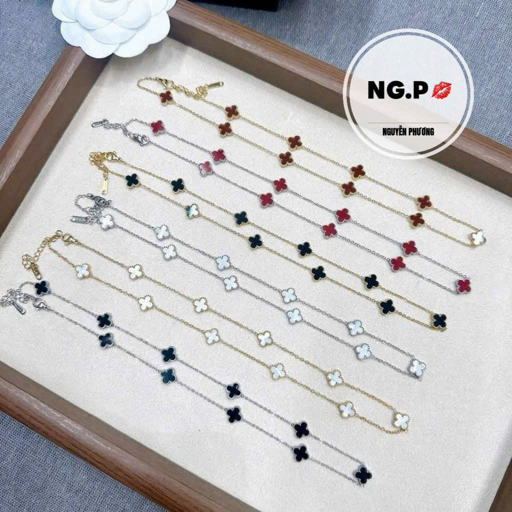 สร้อยคอแฟชั่น โคลเวอร์สี่ใบ 9 มม. VC จาก 1 ดอกถึง 20 ดอกทําจากไทเทเนียม [NGP]