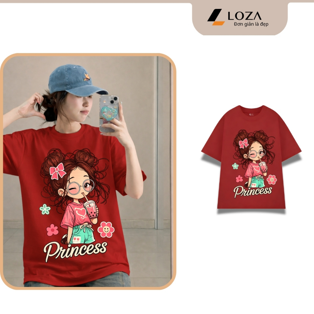 เสื้อยืดสตรี unisex พร้อมภาพเด็กผู้หญิง ผ้าคอตตอน 100% LOZA UX30 - US8493