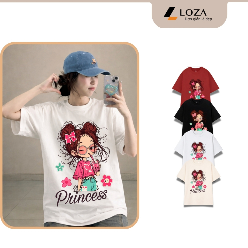 เสื้อยืดสตรี unisex พร้อมภาพเด็กผู้หญิง ผ้าคอตตอน 100% LOZA UX30 - US8493