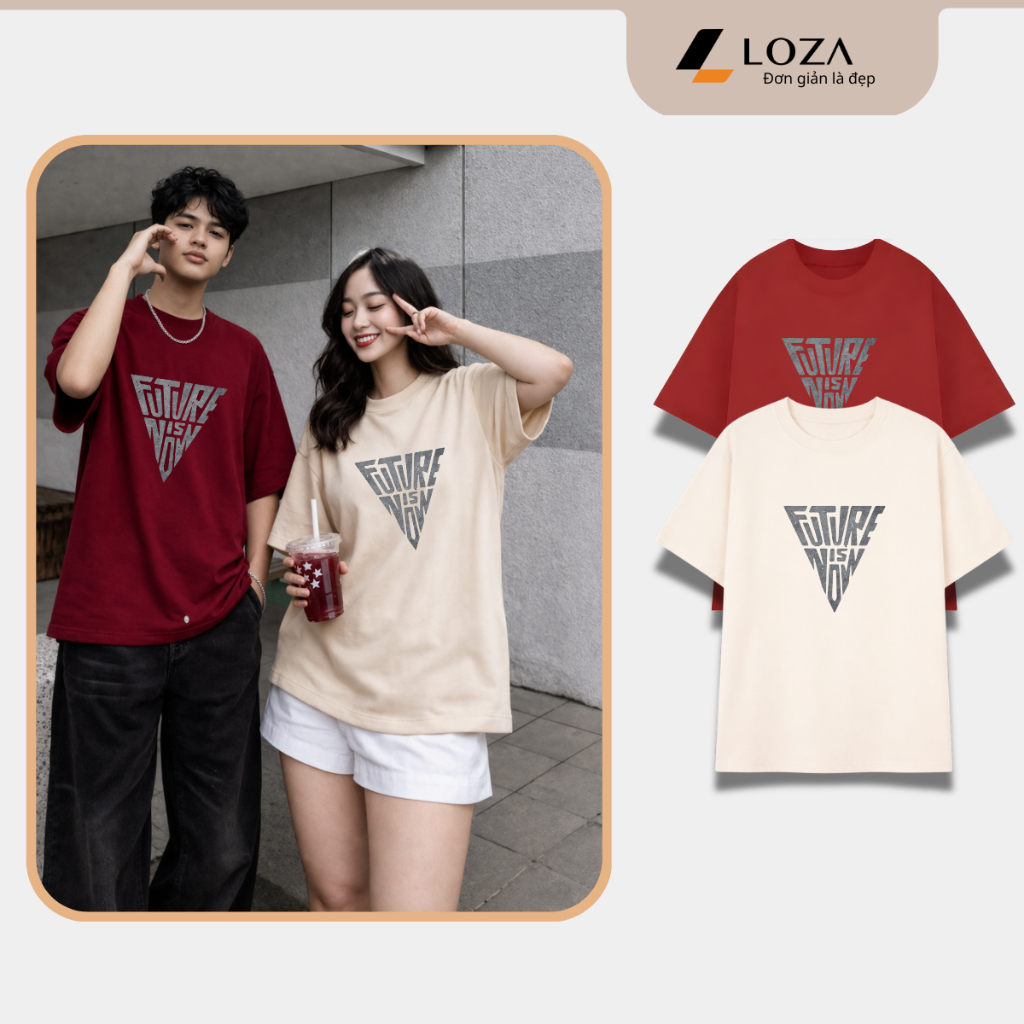 เสื้อยืด Unisex สําหรับผู้ชายและผู้หญิง พิมพ์ลายตัวอักษร ผ้าคอตตอน 100% LOZA UX30 - US8499