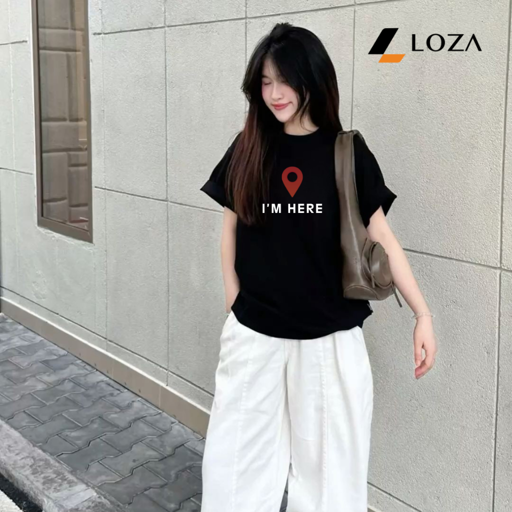 เสื้อยืด unisex สําหรับผู้ชายและผู้หญิงพิมพ์ลาย Im Here ผ้าคอตตอน 100% LOZA Unisex Local Brand UX30-