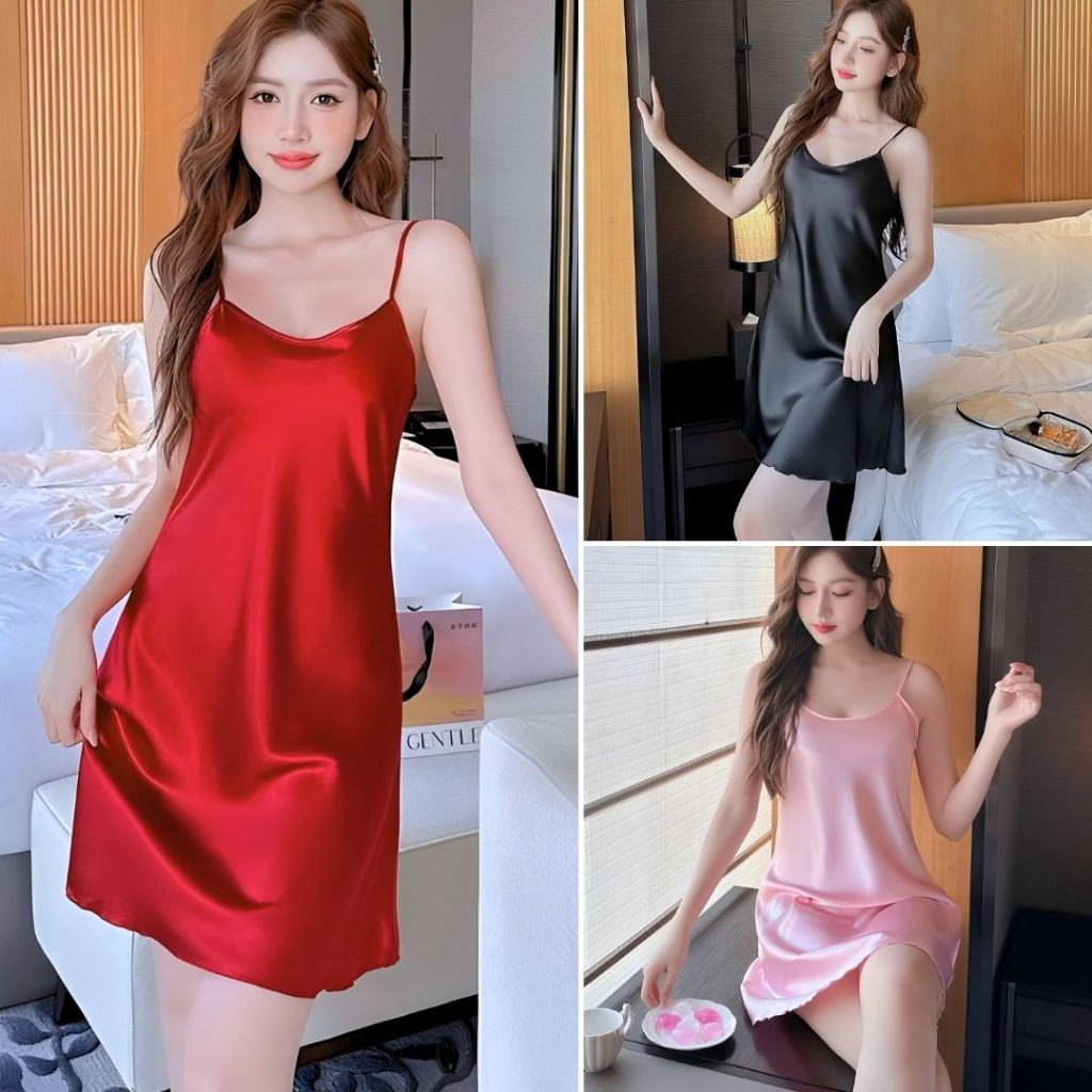 Lavia V88 ชุดนอนทูโทนคอกลมผ้าซาตินแบรนด์ Lavia V88