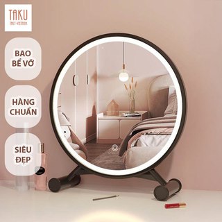Gương Để Bàn Trang Điểm, Gương Makeup LED Khung Nhựa Cao Cấp – Soi Siêu Nét, Ánh Sáng 3 Màu, Thiết Kế Để Bàn Sang Trọng.