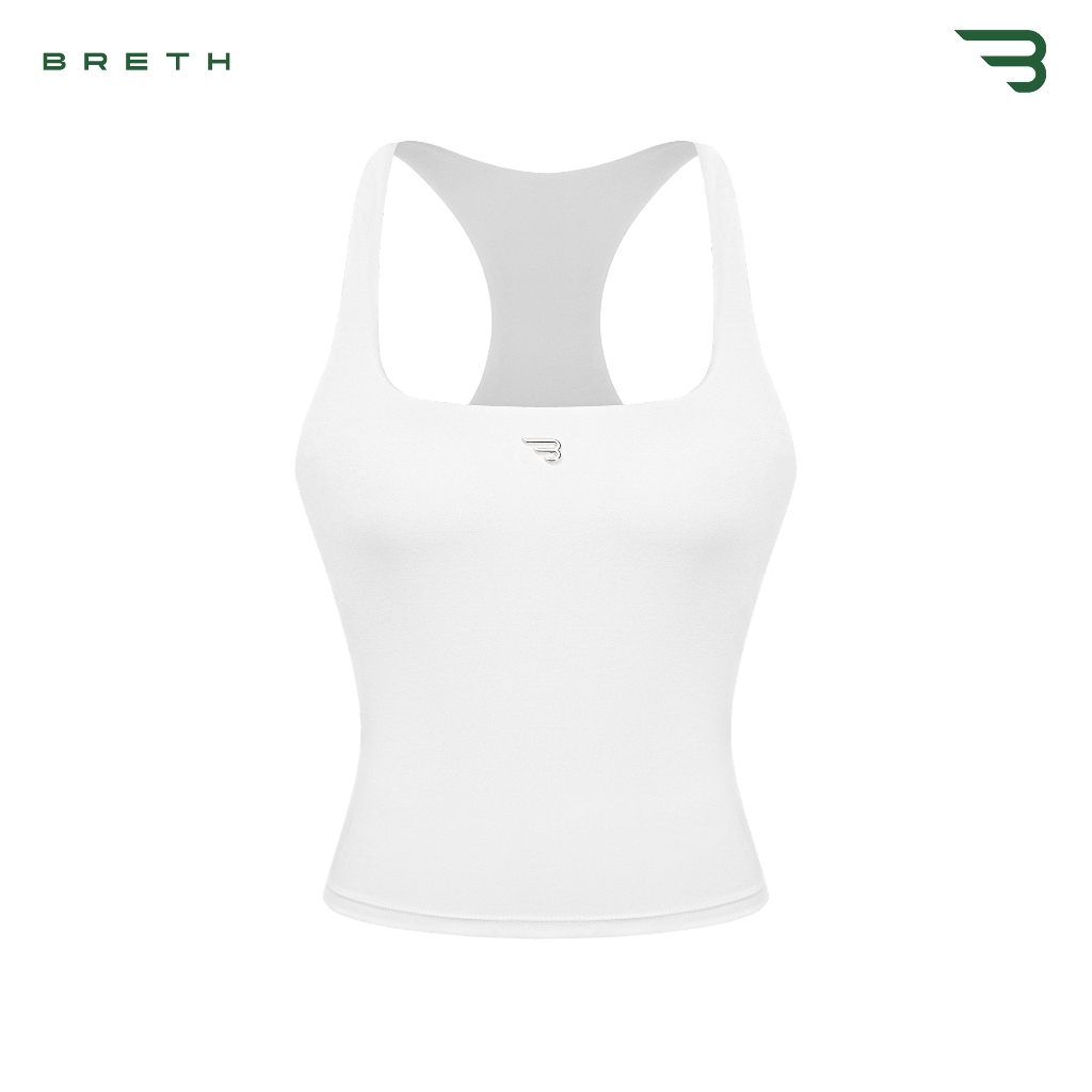 BREATH เสื้อกล้ามกีฬาหลังรูปตัว Y สําหรับผู้หญิง คอเหลี่ยม อกเสริมฟองน้ํา เหมาะสําหรับยิมและโยคะ สีข