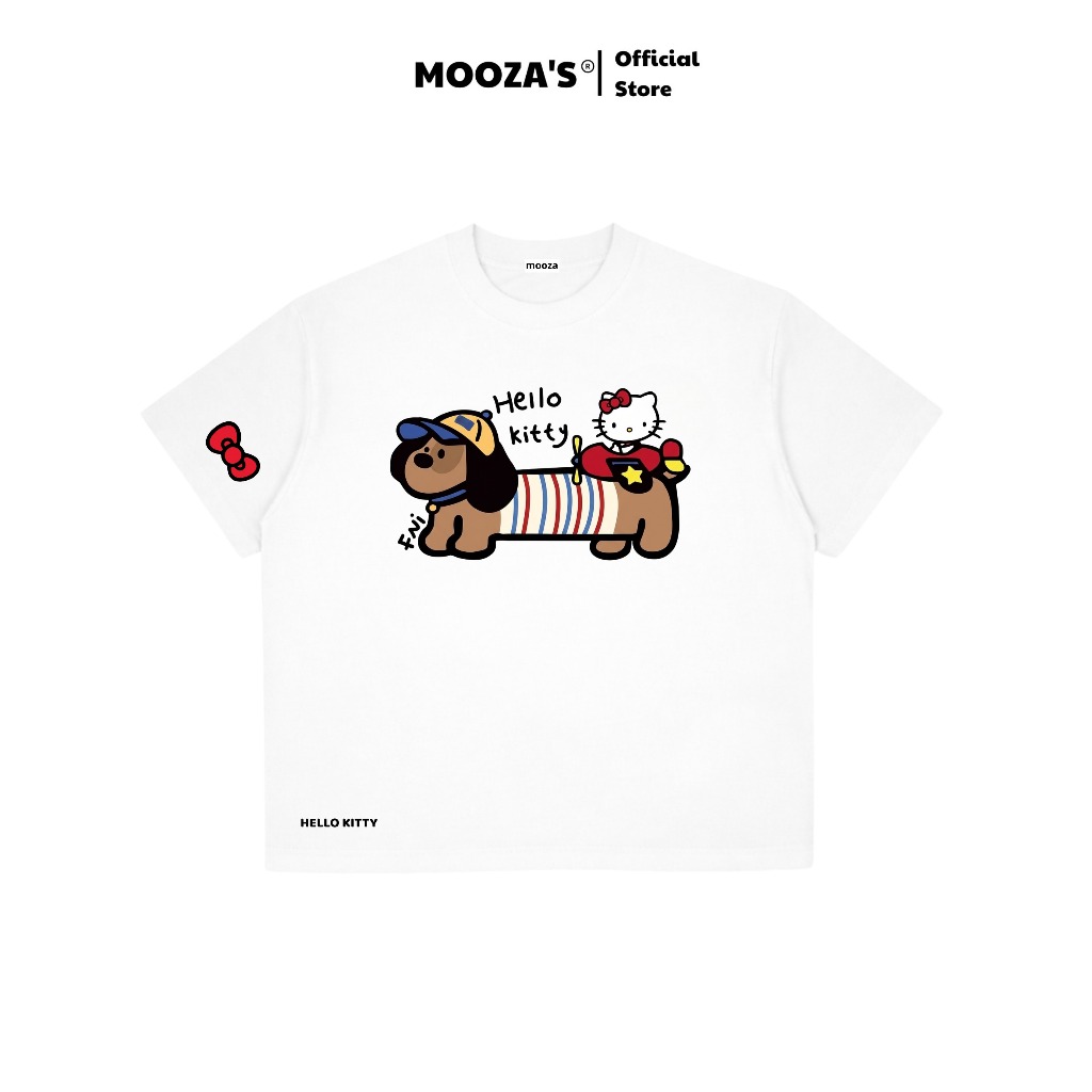 Hello Kitty x Dachshund Dog Form Oversize เสื้อยืด Unisex - ผ้าฝ้าย 100% พรีเมี่ยมมาก