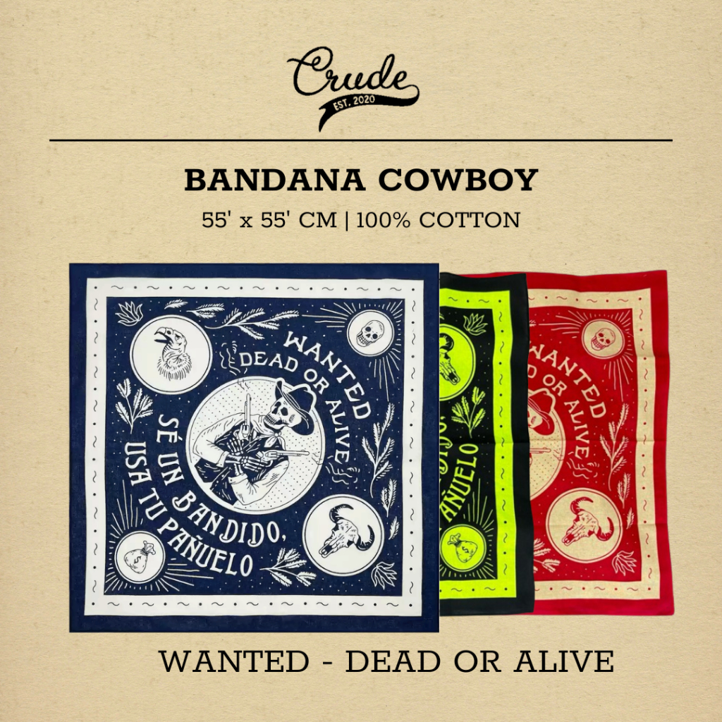 Wanted Classic Cowboy Bandana Square Scarf 55x55cm