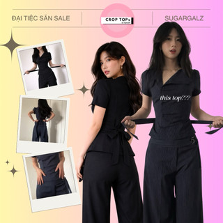 SUGARGALZ Set Áo Vest Nữ kèm Quần Suông Kẻ Sọc Dáng Ôm – Set Đồ Công Sở Tôn Dáng Hàn Quốc