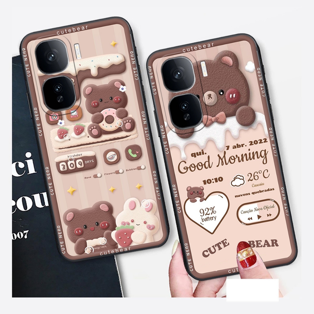 เคสสําหรับ Vivo IQ00 NEO 10 5G พิมพ์ลายสีน้ําตาล - หมีสีชมพู Be@rick Bear สุดน่ารัก CUTE