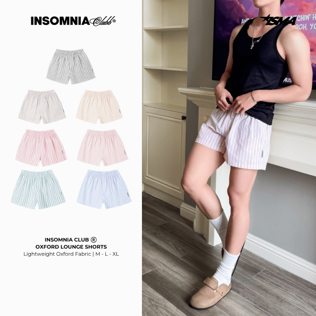 [สีใหม่] กางเกงขาสั้นชุดนอนผ้า Oxford INSOMNIA - PS026