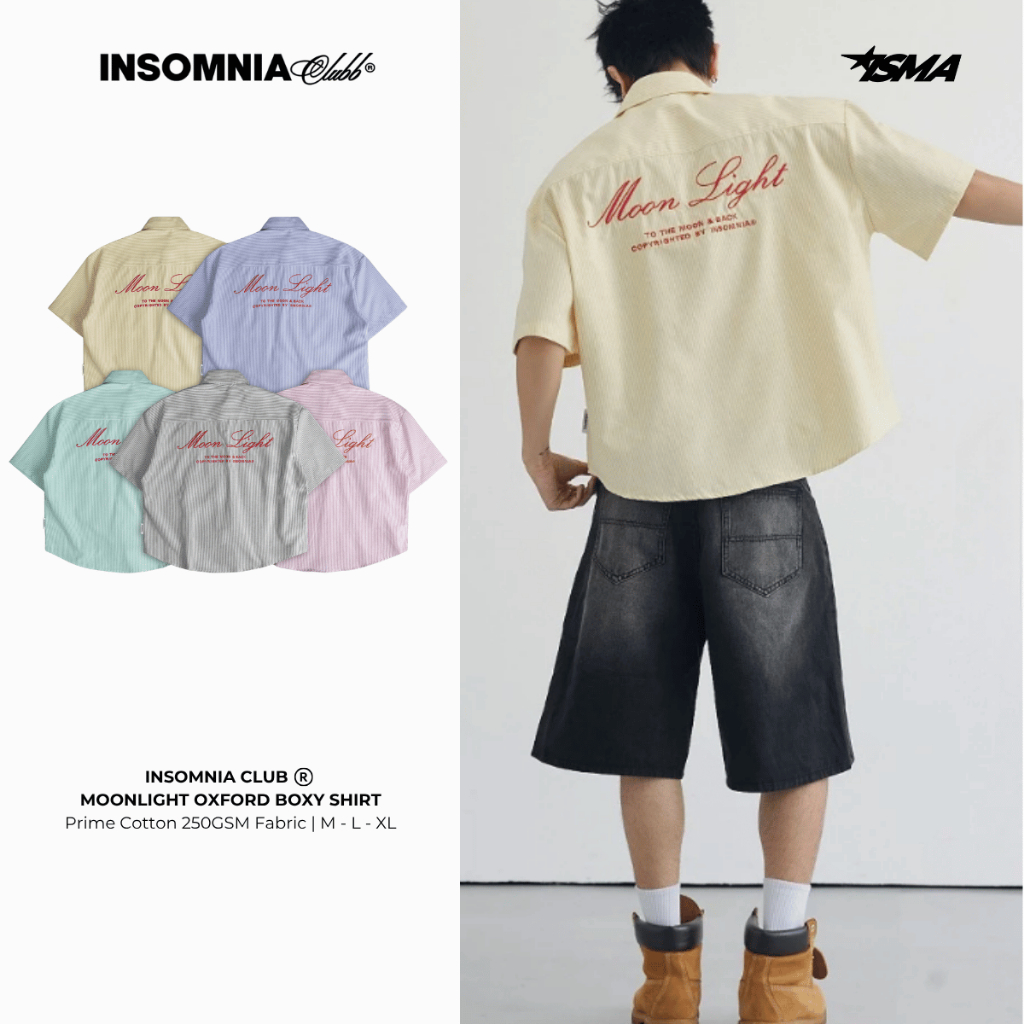 [SUMMER 2026 COLLECTION] เสื้อทรงกล่อง INSOMNIA Moonlight Local Brand เสื้อ Oxford Unisex - TS020
