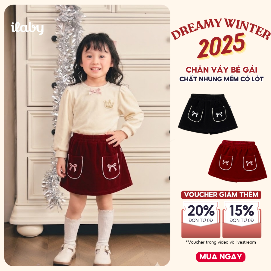 กระโปรงเด็กทารกผู้หญิงเนื้อกํามะหยี่เนื้อนุ่มปักลายโบว์และดีไซน์กระเป๋ากุ๊นขอบน่ารัก [3366]