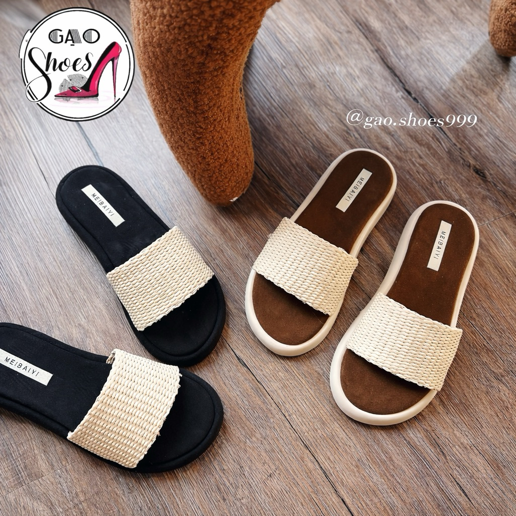 Gao.shoes999 (เท้าบาง ขนาดที่ถูกต้อง ขนาดเพิ่มเต็มฟุต มีจําหน่ายใน BIGSIZE) รองเท้าแตะขนมปังสําหรับผ