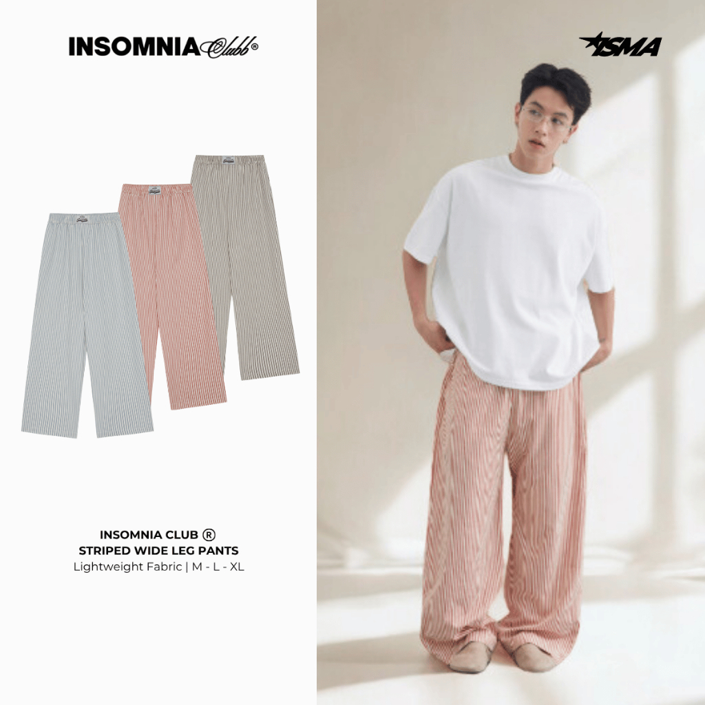 INSOMNIA Local Brand Unisex กางเกงขากว้างลาย PS009
