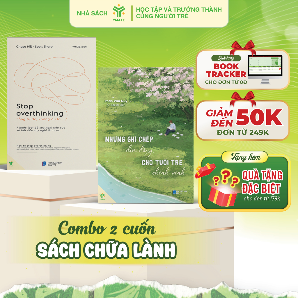 Combo of 2 Books - Stop Overthinking + บันทึกที่อ่อนโยนสําหรับเยาวชนที่บิดเบี้ยว - Healing Books - Y