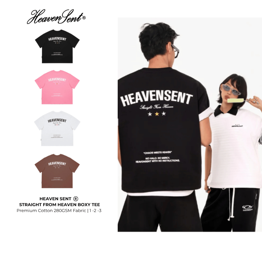 [มาใหม่] เสื้อยืด Boxy 280GSM Straight From Heaven Unisex - HS_TS005