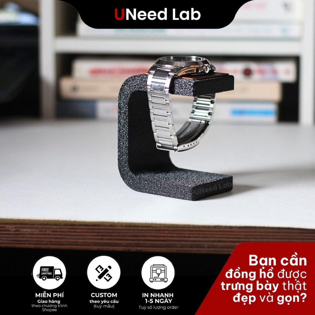 ขาตั้งนาฬิกาลายหนังกันรอย ดีไซน์หรูหราทันสมัย - UNeed Lab UNW02