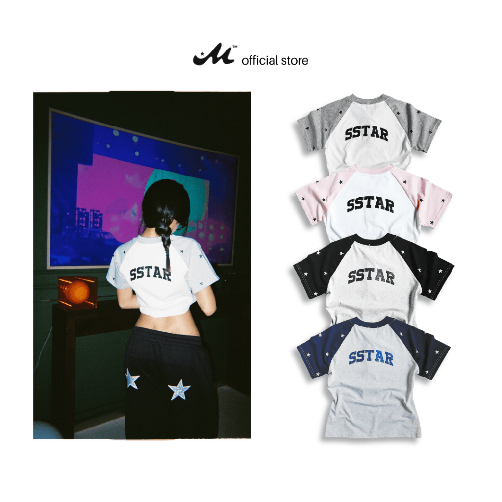 Baby Tee Local Brand MUZIK CLOTHING | RAGLAN SSTAR – Slim Form ผ้าฝ้าย 2 ทาง 100% 250gsm | RLBT-STA