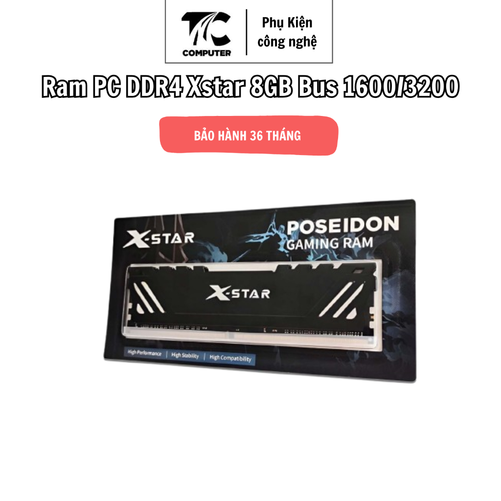 PC Ram DDR4 Xstar 8GB Bus 1600/3200 ฮีทซิงค์, ของแท้ประสิทธิภาพสูง Ram Full Vat 36 เดือน