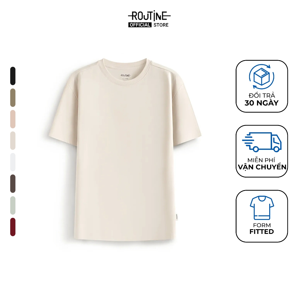[HOT] เสื้อยืดแขนสั้น Basic Plain Cotton Poly Spandex Form Fited - Routine 10S26TSS074