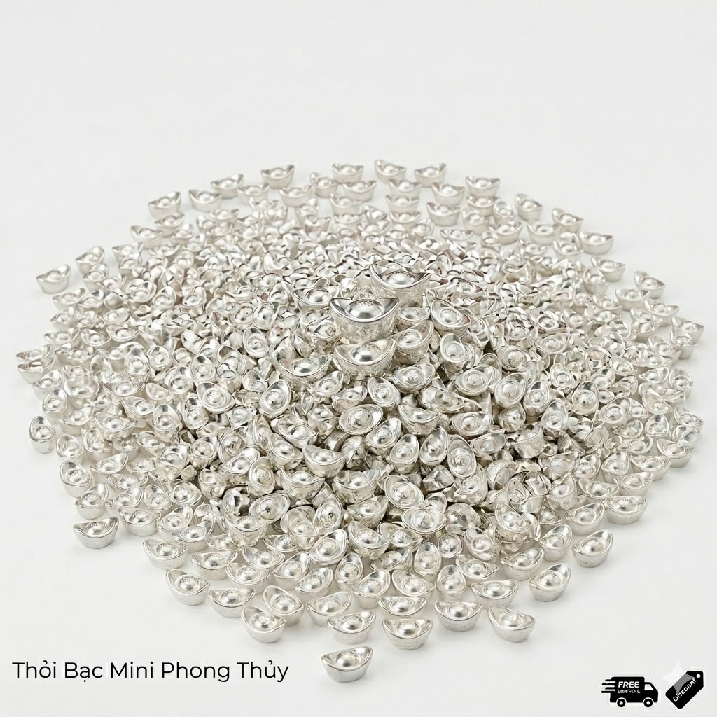 COMBO 50/100 MINI SILVER-PLATED METAL SILVER BARS - FENG SHUI THU LOC - สําหรับพระเจ้าแห่งความมั่งคั