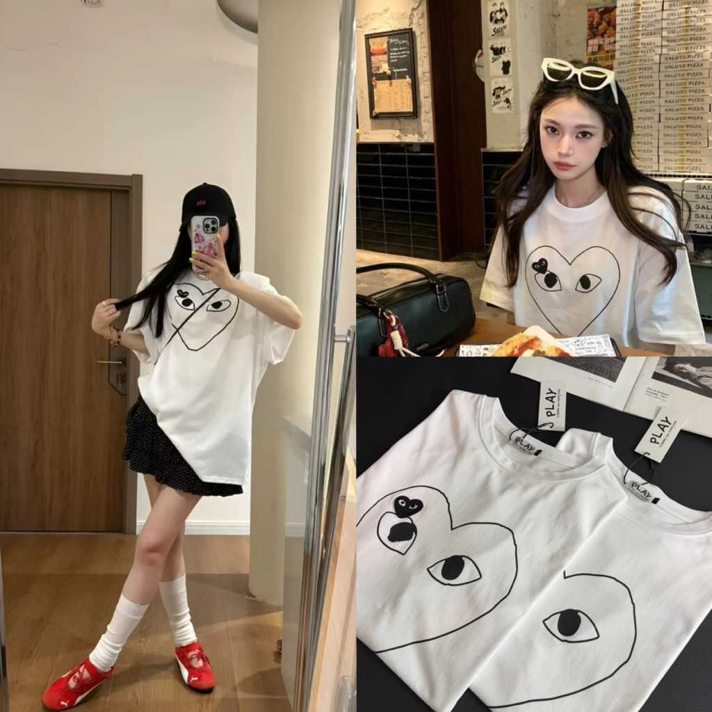 เสื้อยืดปักหัวใจ CDG unisex