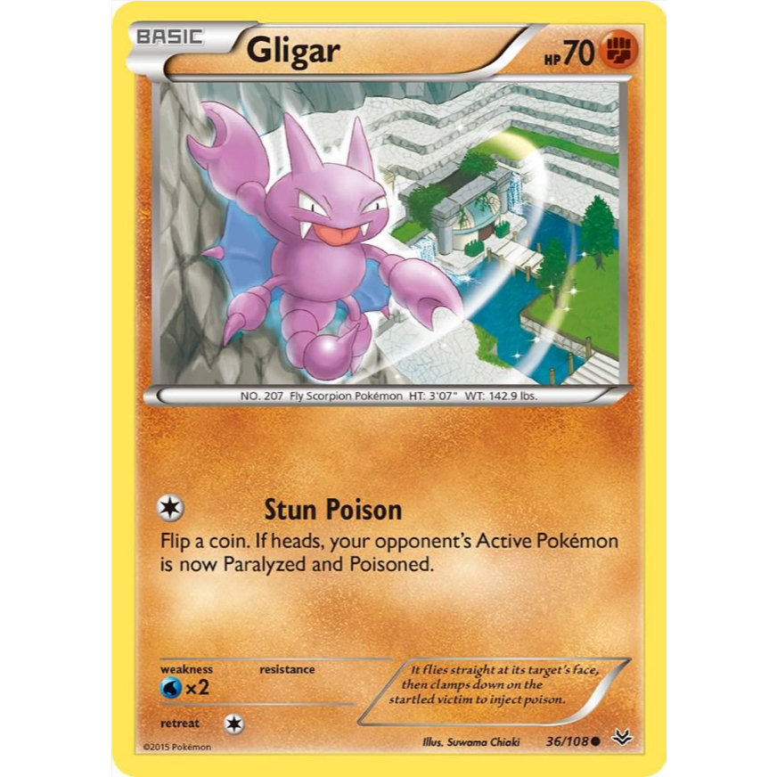 [การ์ดโปเกมอน TCG] Gligar - 36/108 - ทั่วไป