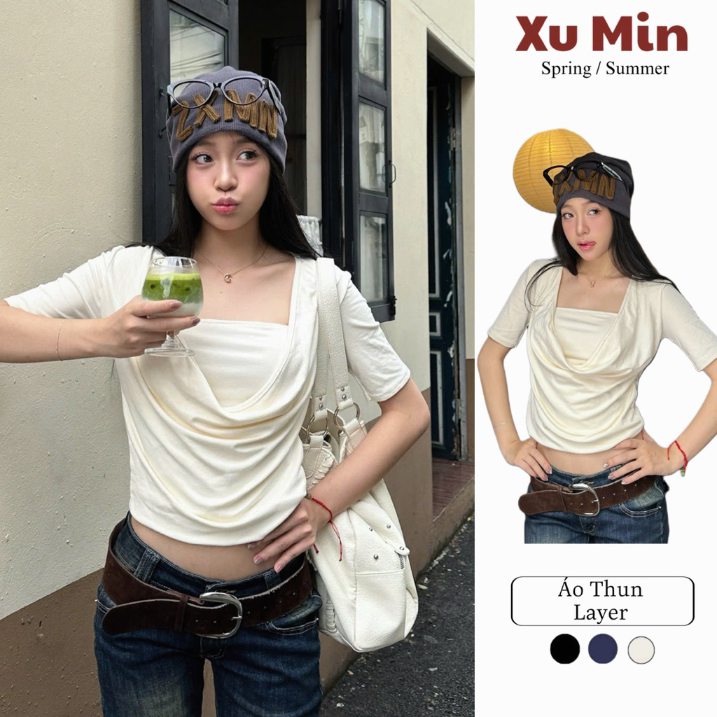 (ชุดจั๊มสูท) เสื้อยืดชั้น Xu Min Min Made of Unique 2 ชั้นซิปผ้าฝ้าย