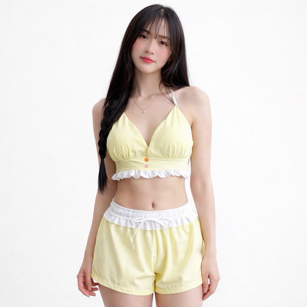 ชุด BIKINI สําหรับผู้หญิงพร้อมเสื้อเสริมฟองน้ําและกางเกงขาสั้นชายหาดแฟชั่นฤดูร้อน m6007