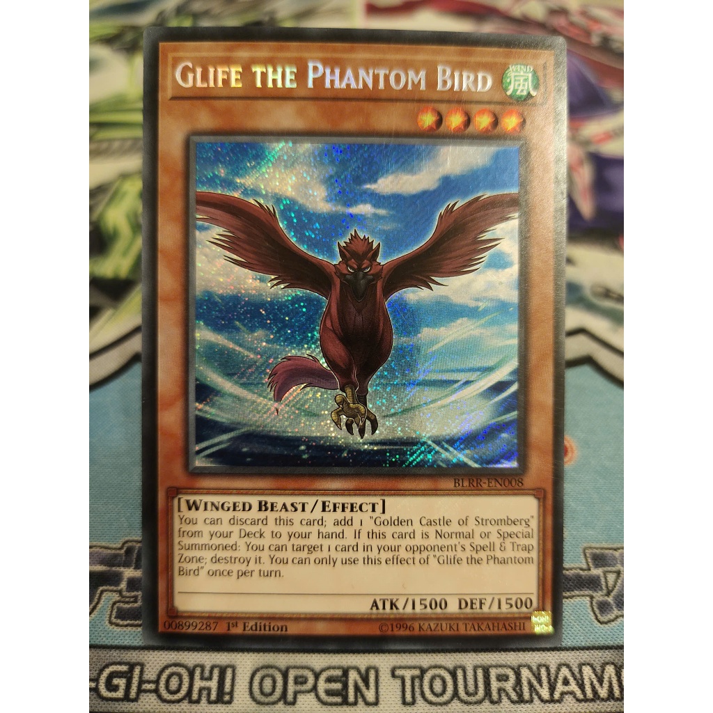 การ์ด Yugioh ของแท้ - Glife The Phantom Bird - BLRR-EN008 - Secret Rare 1st Edition
