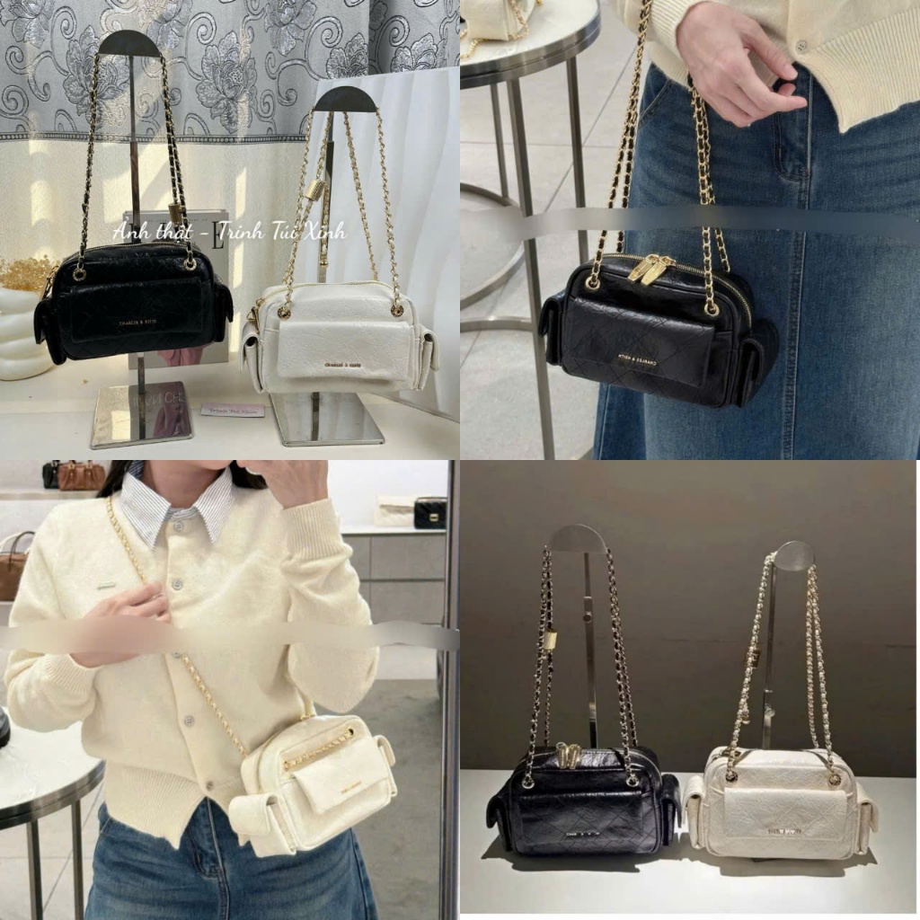 กระเป๋าสะพาย+กระเป๋าสะพายข้างมีหัวเข็มขัดด้านข้างขนาด 18cm รหัส Ck2-80671832