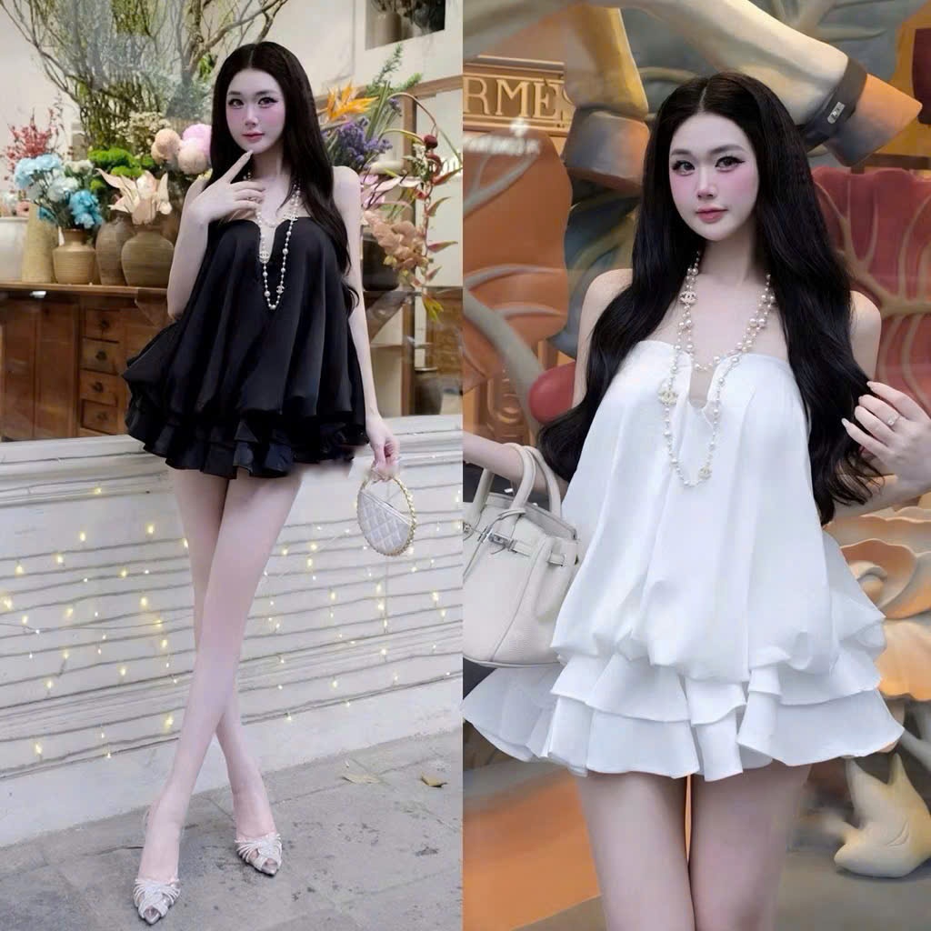 SHYN CLOSET เดรสเกาะอก - เดรสชั้นจับจีบเลดี้ที่หรูหราและมีเสน่ห์