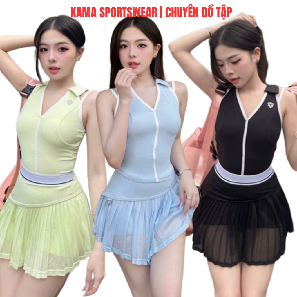 COSLEAF BP209 ชุดกีฬาผู้หญิง บรา กระโปรงจีบทําจากลูกดองโจวยางยืดแบบนุ่ม
