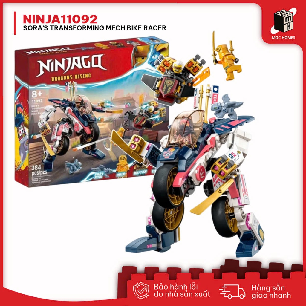 [ชุดใหม่] Sora Mech Ninjago Dragon Rising Mech ประกอบของเล่น Mech Bike Racer - กลับพิมพ์รุ่น 11092