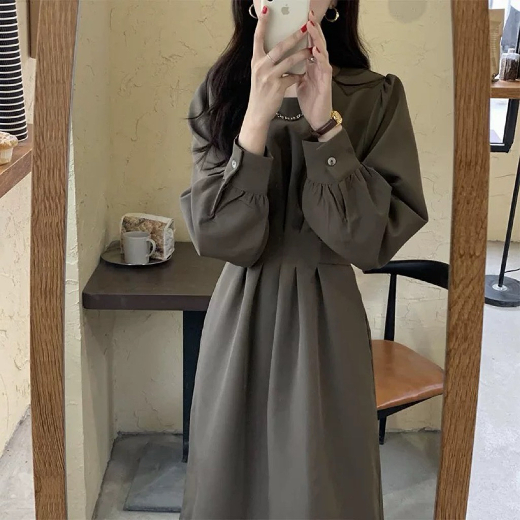 2มือ. เดรสยาวสีน้ําตาล M. q31