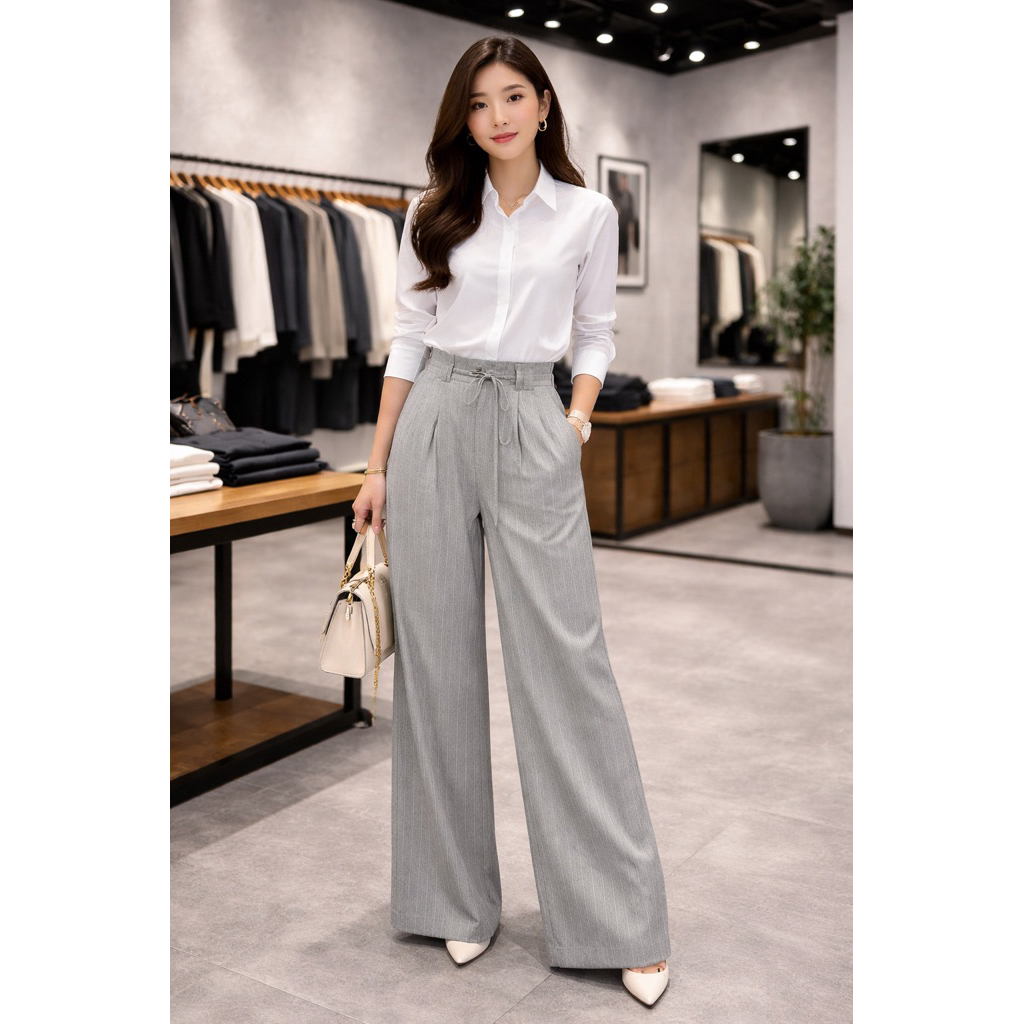 [NEW] WEST OFFICE WIDE-WRIST PANTS - วัสดุตะวันตกก้างปลา (ท่อ 29cm - ยาว 100cm)