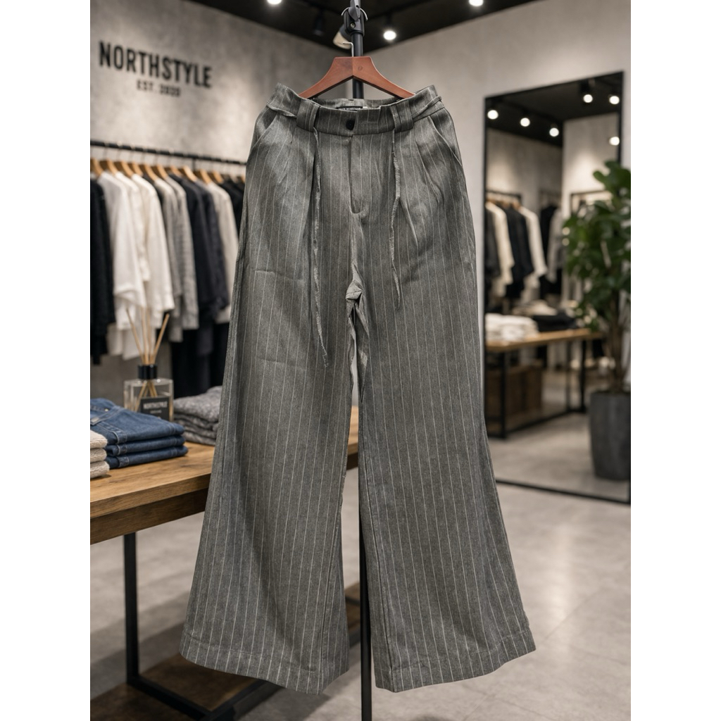 [NEW] WEST OFFICE WIDE-WRIST PANTS - วัสดุตะวันตกก้างปลา (ท่อ 29cm - ยาว 100cm)