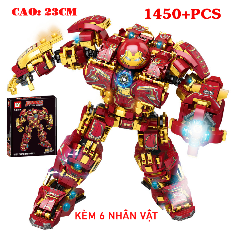 รายละเอียด 1450 – ชุดของเล่นประกอบปริศนาโมเดล Hulkbuster Iron Man, หุ่นยนต์แปลงร่าง Iron Men – Super Big