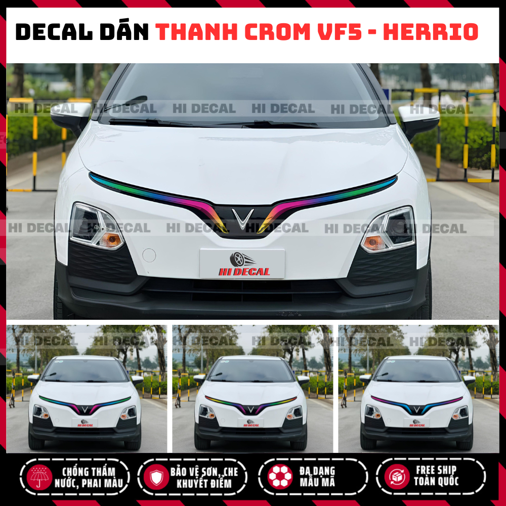 VF5 - เปลี่ยนสีได้ Vinfat vf5 chrome bar Decal - Herio Green chrome bar สติ๊กเกอร์ไฟเปลี่ยนสี - สติ๊