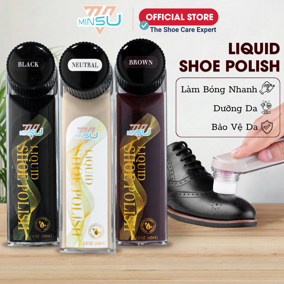 MINSU Liquid Shoe Polish M7938 คืนสี ขัดเงา ครีมนวดผม & ปกป้องรองเท้าหนัง กระเป๋าหนัง ภายในรถยนต์