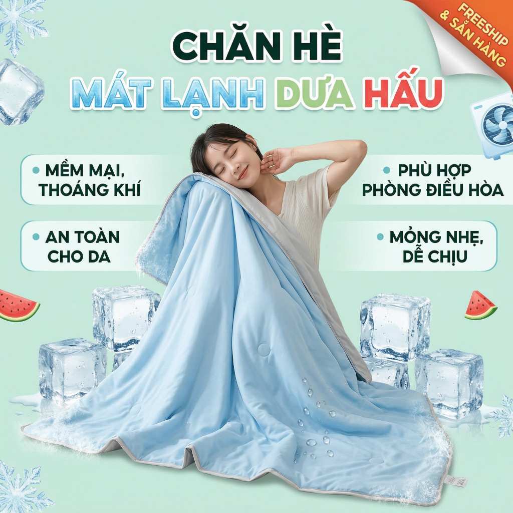 ผ้าห่มปรับอากาศฤดูร้อน นุ่ม ระบายอากาศ ผ้านวมบาง ขนาด 2มx2ม3