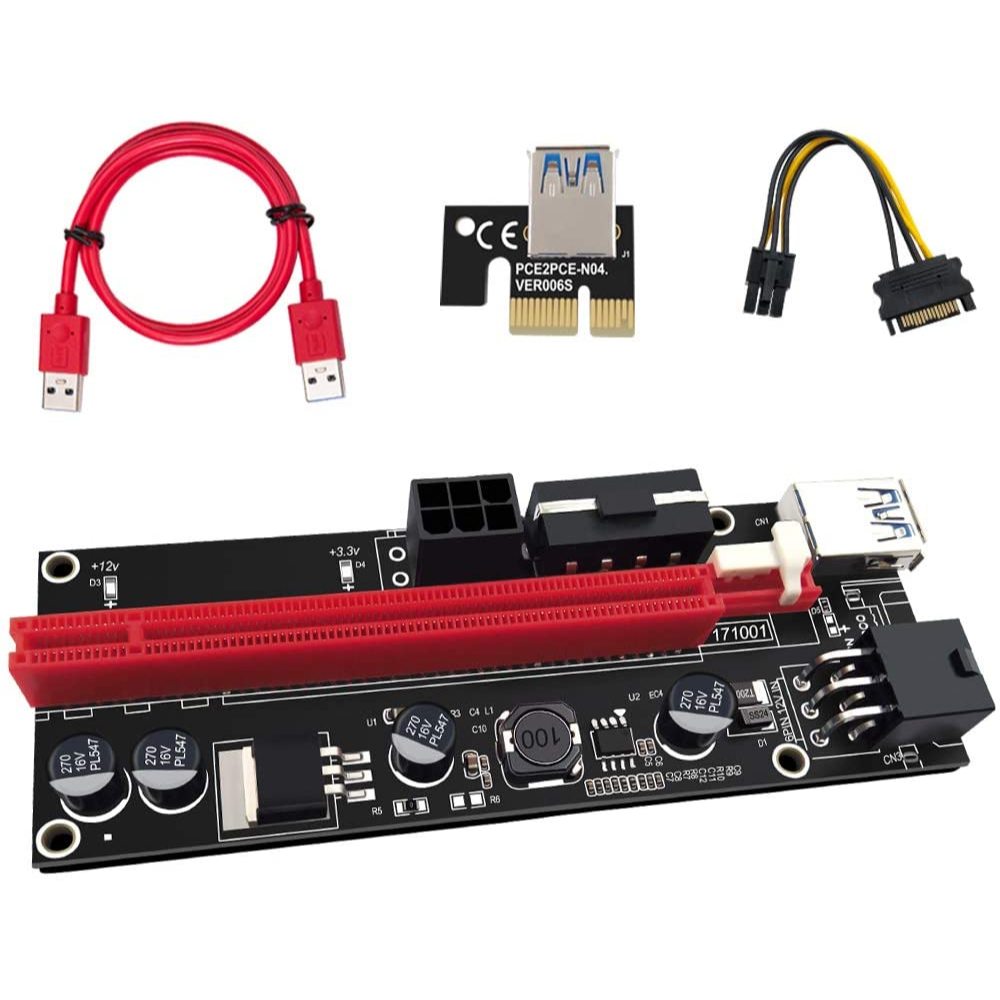 การ์ดไรเซอร์แบบขยาย 009S Plus รุ่นซุปเปอร์ PCIE X16 PCI Express สําหรับสายรัด - สีดํา 2nd