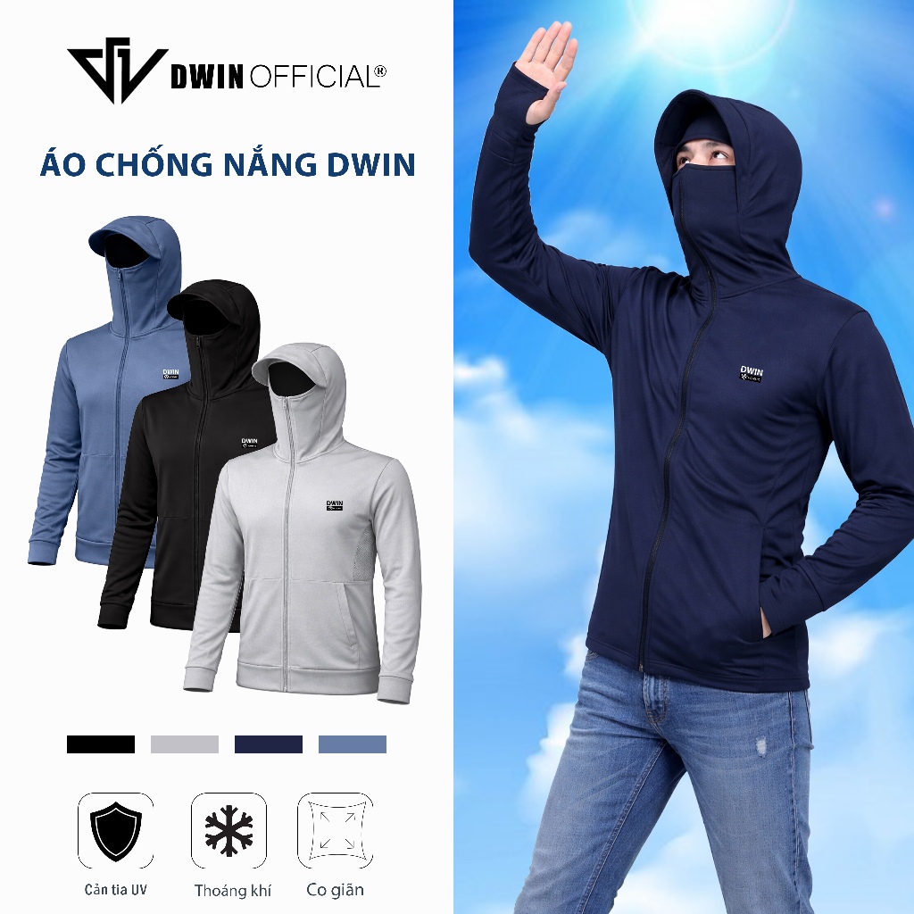 เสื้อกันแดดผู้ชาย DWIN ผ้า coolmax พร้อมป้องกันรังสียูวี 2 ชั้น UPF50+ เย็นสบายดูดซับเหงื่อ